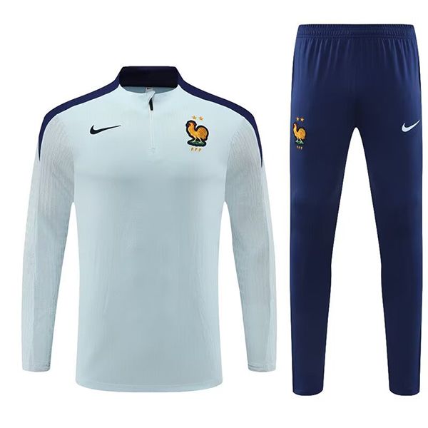 2024-25 France light blue Half zipper training suit